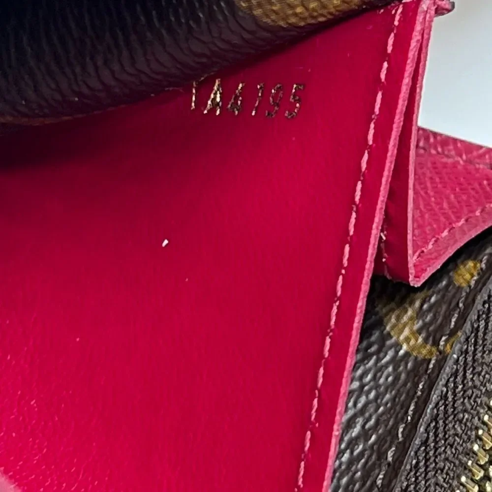 Louis Vuitton Brown Monogram Canvas Red Emilie Wallet